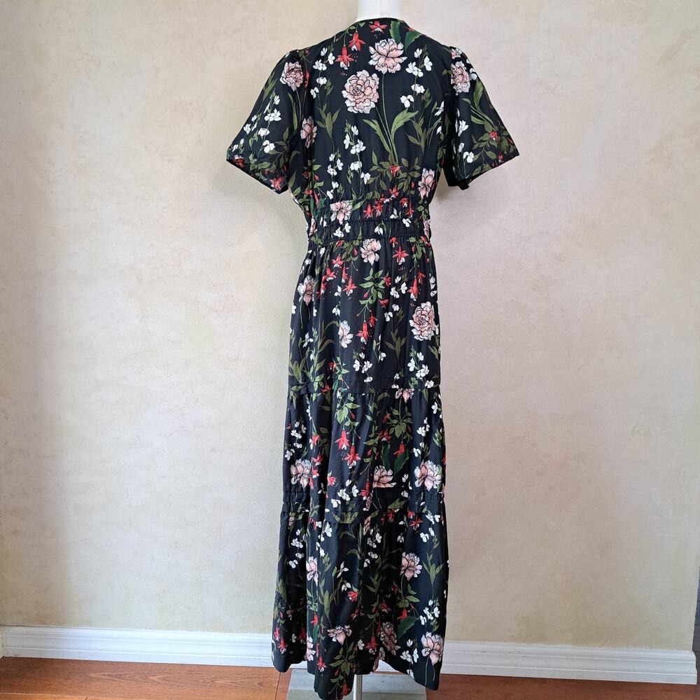 Anthropologie Somerset Maxi Dress Size XL Black Dark Floral Print Tiered - Picture 4 of 14